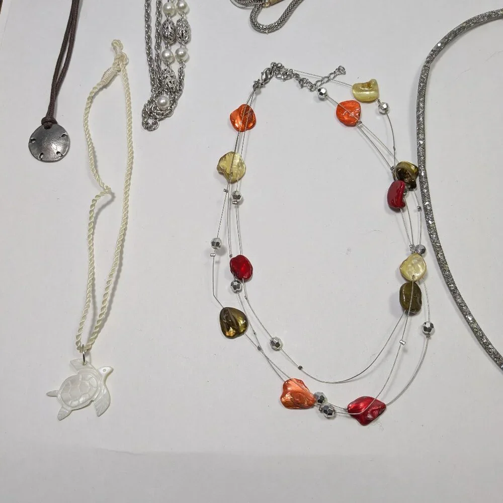 Silver Tone Necklace Lot 23 Fashion Jewelry Ready to Wear Variety Colors Styles